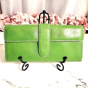 HOBO Int'l Lime Green 'Clio' Leather Wallet